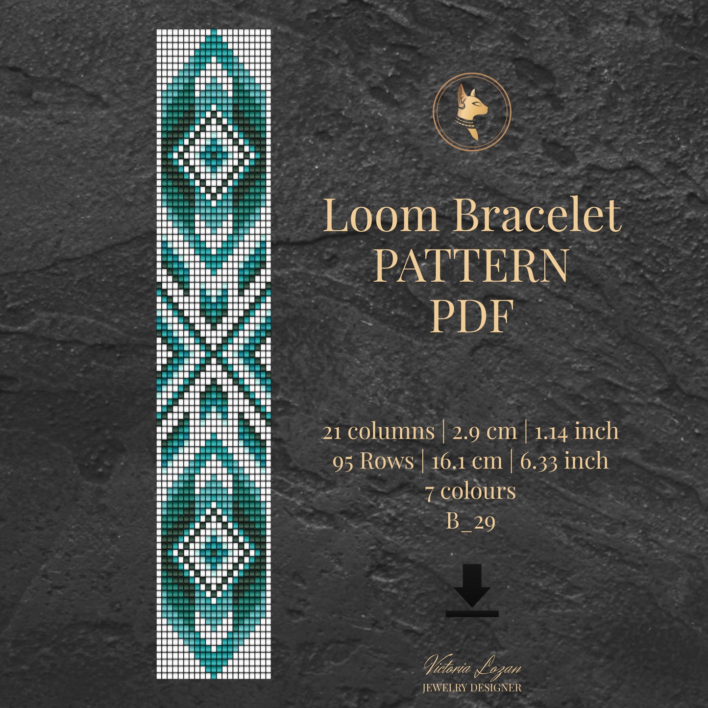 Geometric Green Loom Bracelet Pattern PDF | Miyuki Delica 11/0