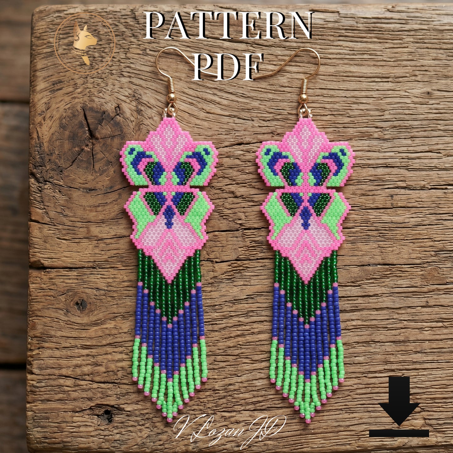 Butterfly Wings Seed Beads Earrings Pattern PDF Brick Stitch Miyuki Beading Patterns, Colorful Earrings