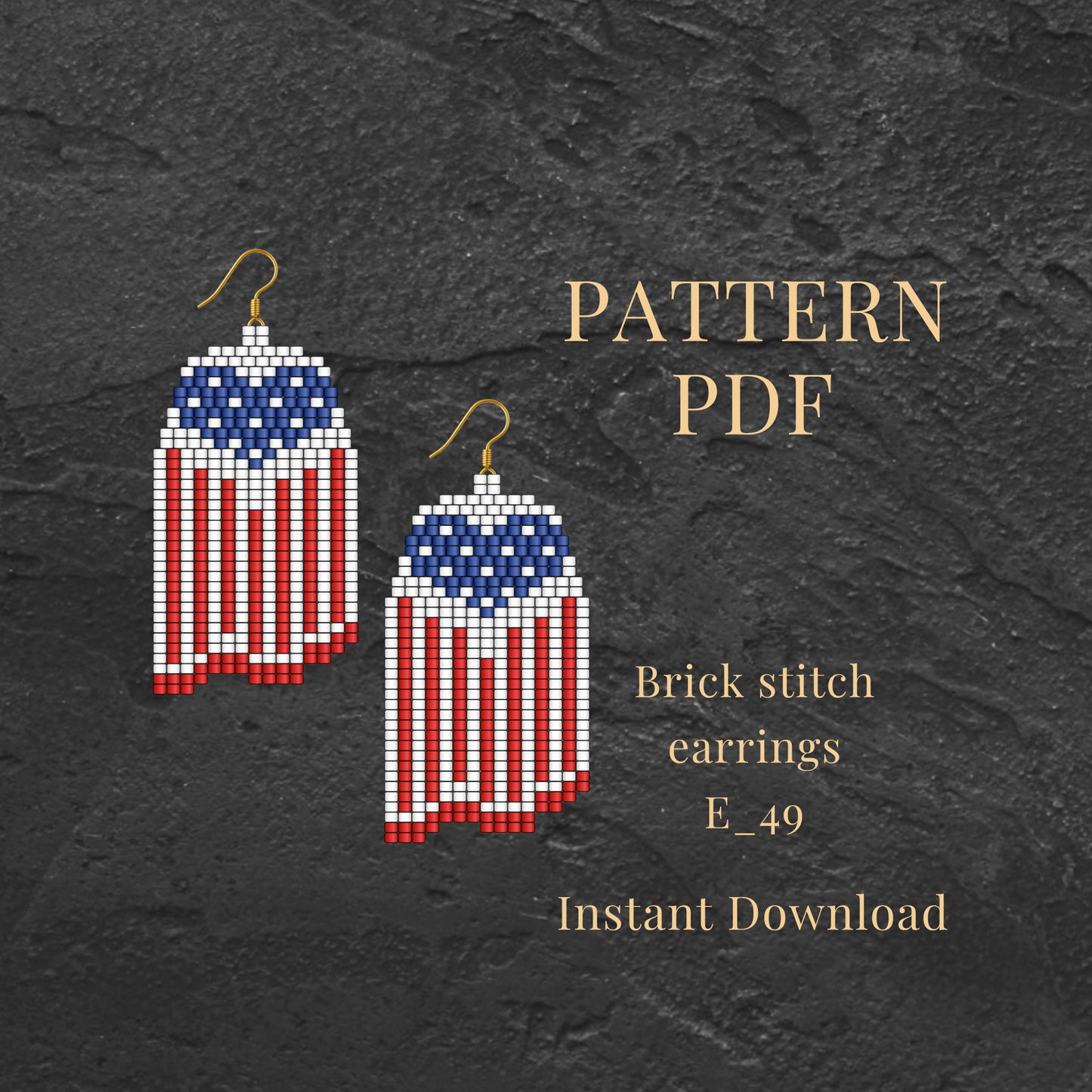 Beaded earrings pattern American flag design