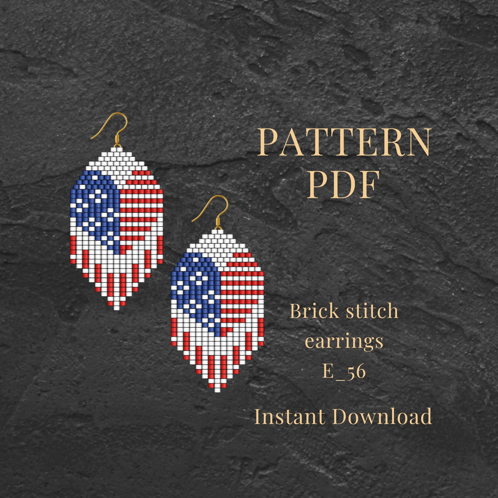 Brick stitch earrings pattern with American flag design