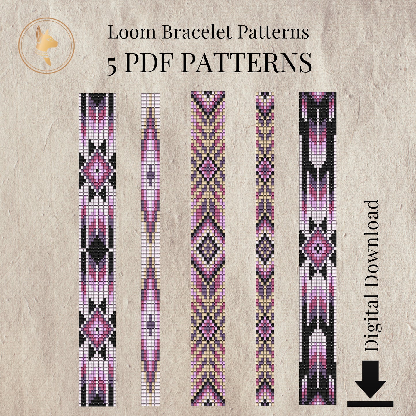 Beaded Loom Bracelet Pattern Bundle – 5 PDF Designs, Miyuki Seed Bead Patterns