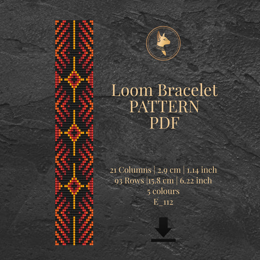 Loom bracelet pattern PDF with geometric design on a dark textured background
