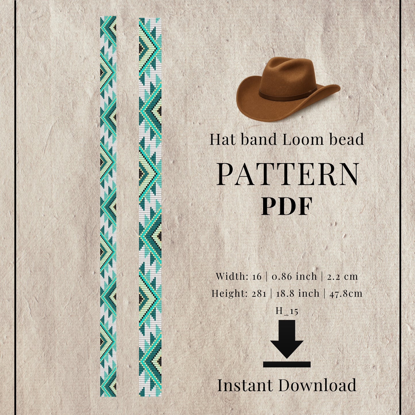 Hat band loom bead pattern PDF 