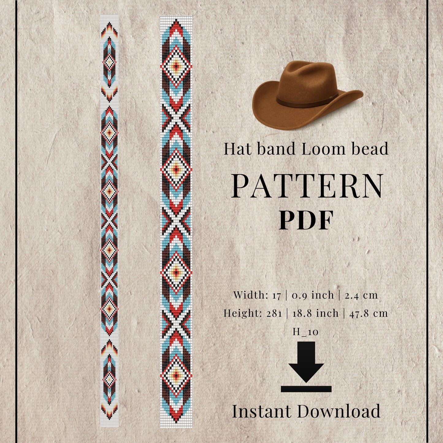 Hat band loom bead pattern PDF 