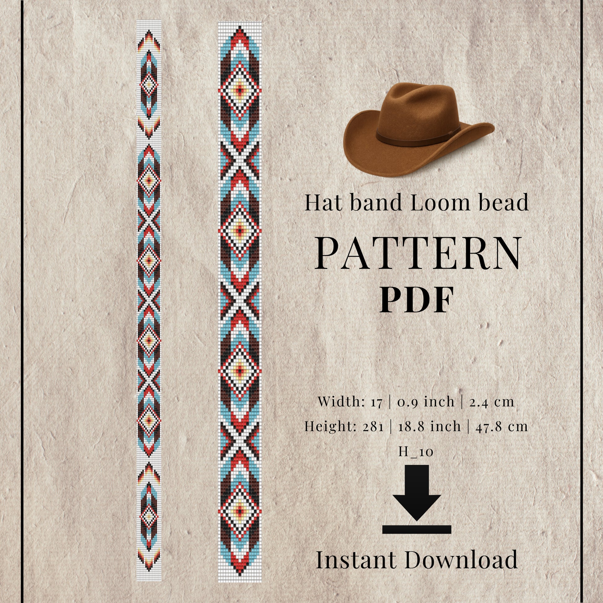Hat band loom bead pattern PDF 