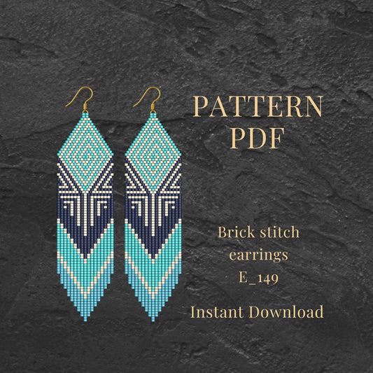 Brick stitch bluegeometric  earrings pattern