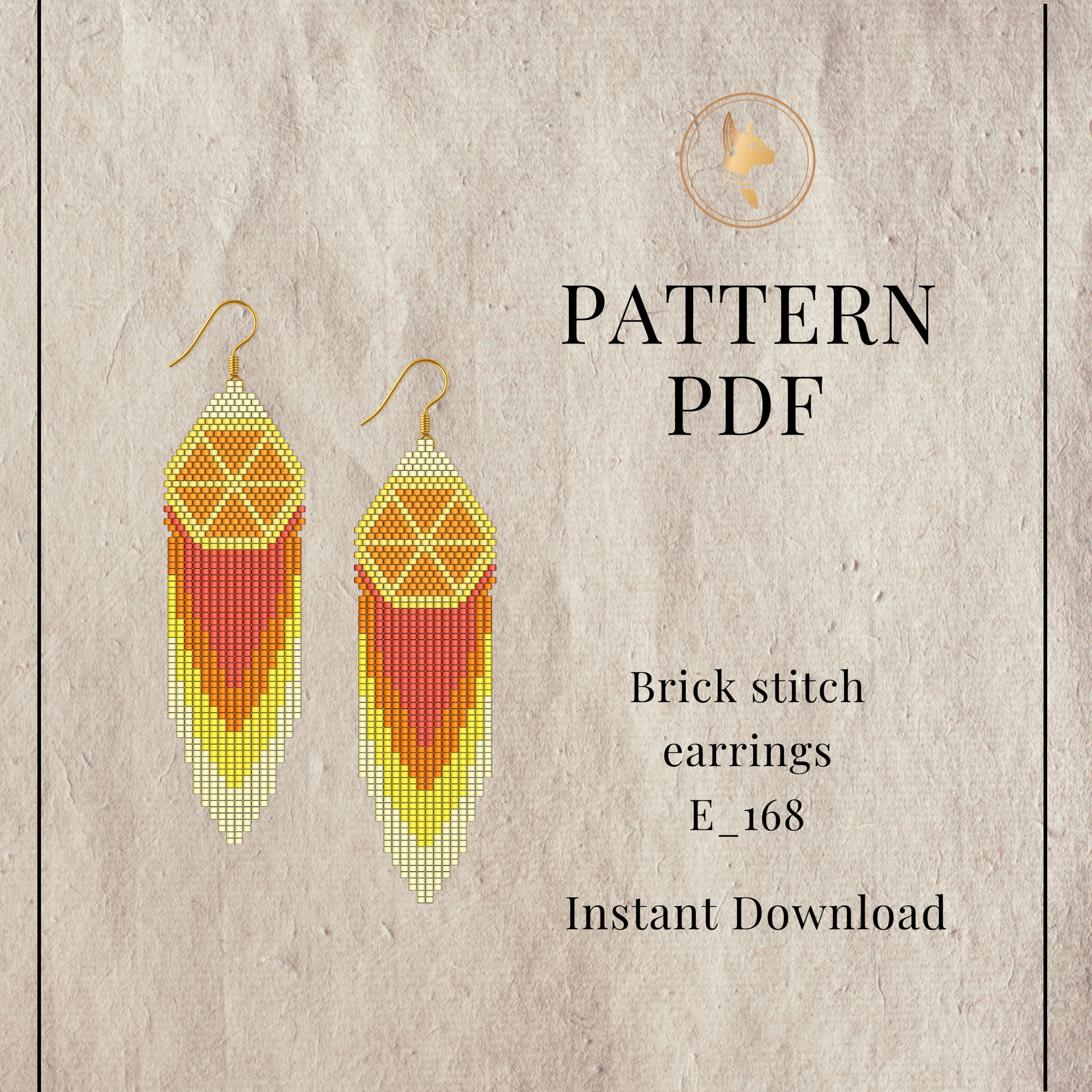 Brick stitch orange earrings pattern pdf