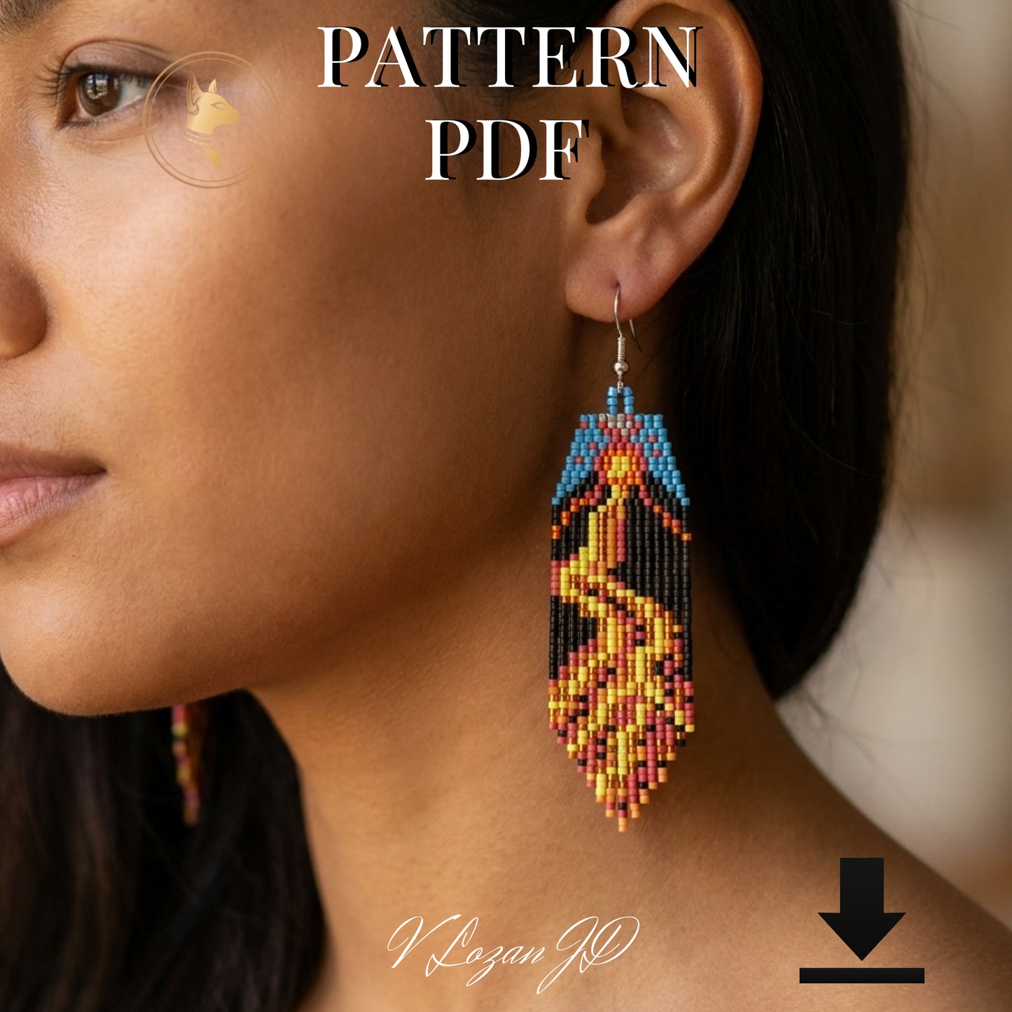 Brick Stitch Earrings Pattern, Fringe Beading Tutorial, Island Inspired Miyuki Delica PDF