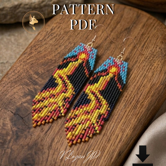 Brick Stitch Earrings Pattern, Fringe Beading Tutorial, Island Inspired Miyuki Delica PDF