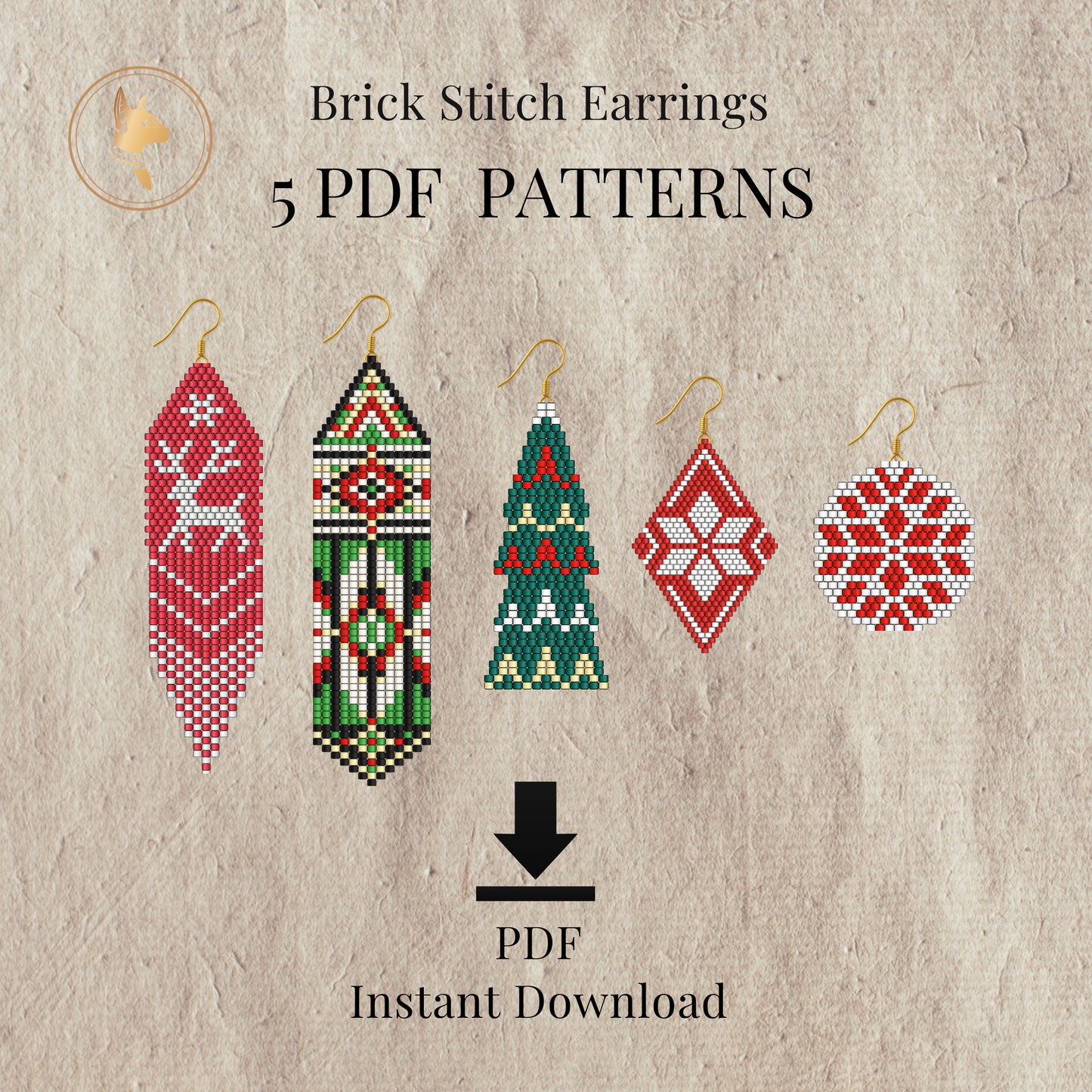 Brick stitch earrings  PDF patterns 