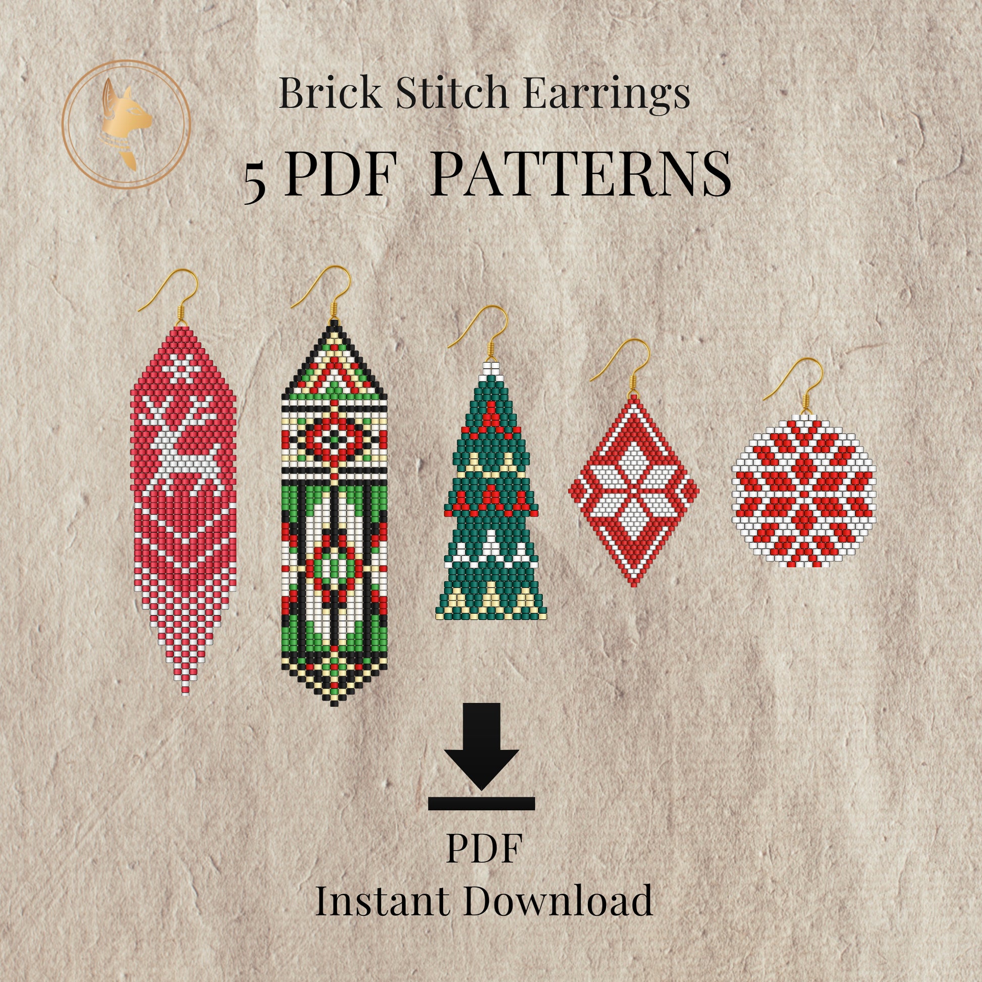 Brick stitch earrings  PDF patterns 