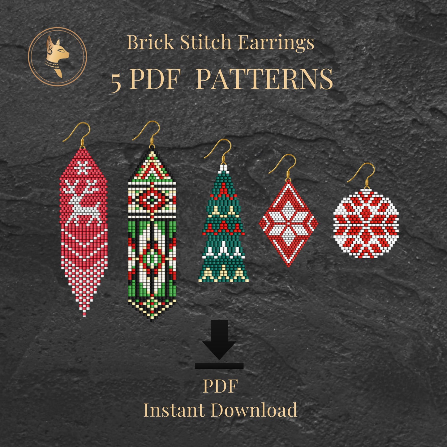 ChristamsBrick stitch earrings pattern bundle