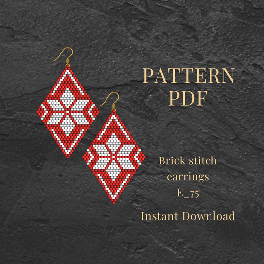 Christmas Snowflake Earrings Pattern PDF – DIY Brick Stitch Beading for Miyuki Delica