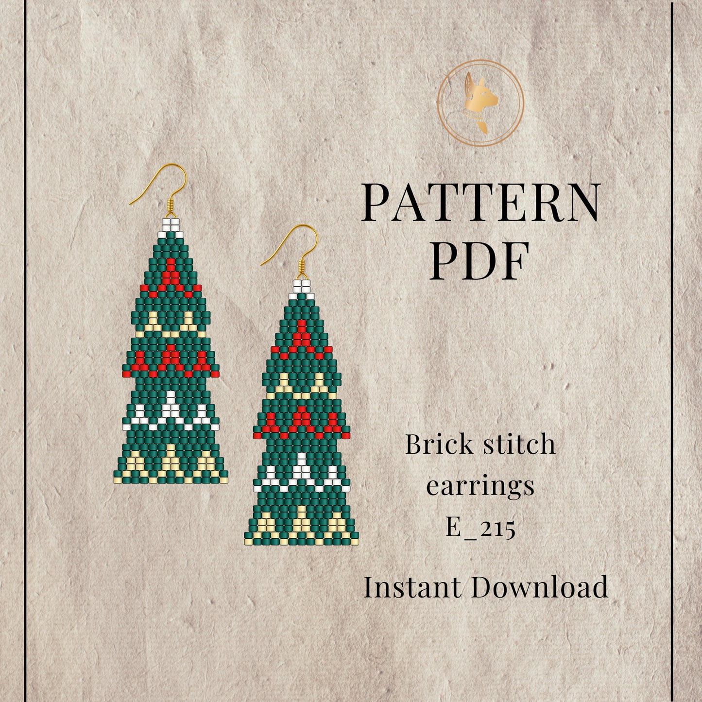 Christmas tree earrings Brick stitch earrings pattern 