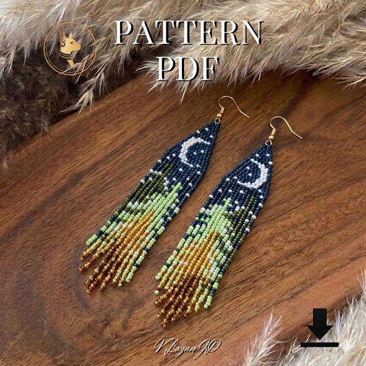 Christmas Tree and Moon Beaded Earrings Pattern – Brick Stitch PDF Tutorial