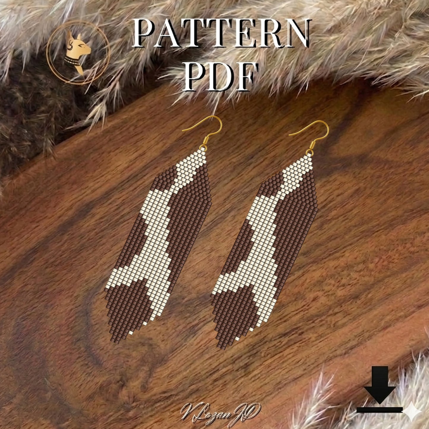 Cow Earrings Pattern Brick Stitch Miyuki Seed Beaded Animal Print PDF Design