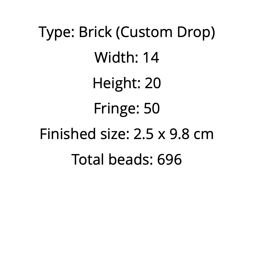 Text detailing the specifications of a 'Brick stitch earrings pattern