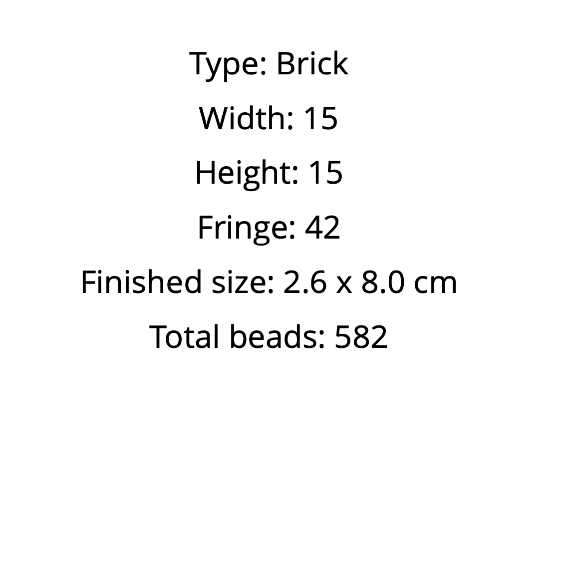 Text detailing dimensions of seed beads earrings pattern