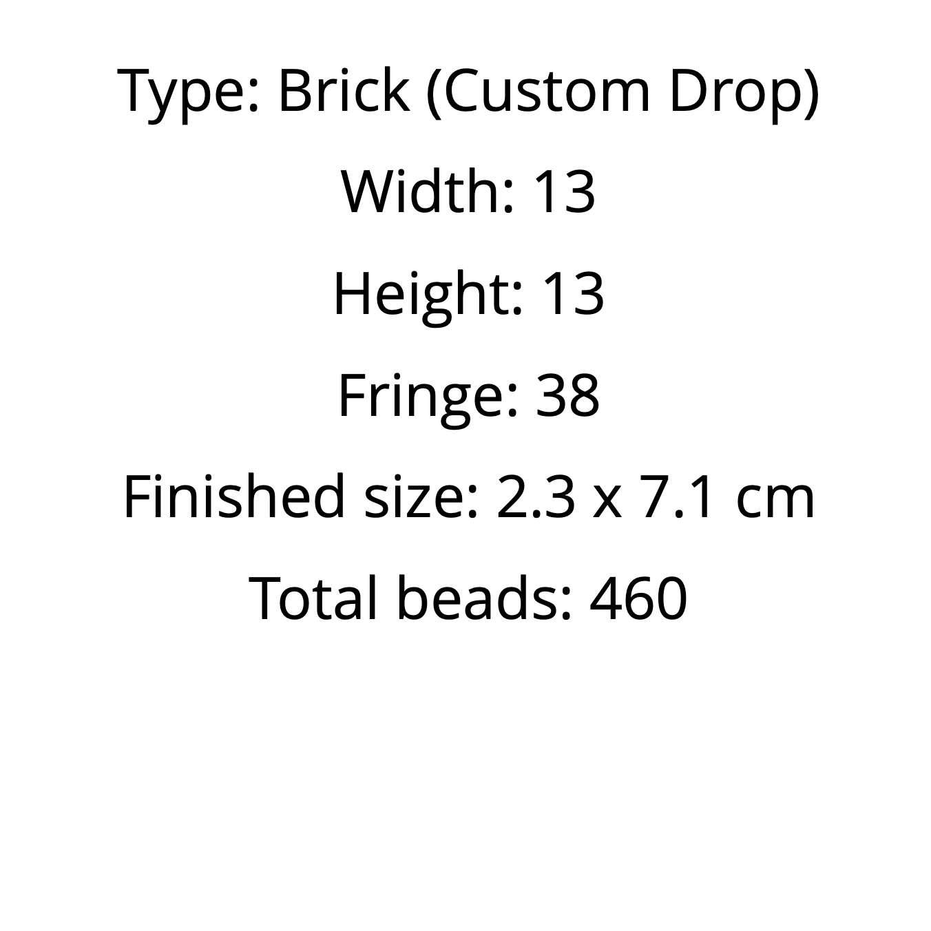 Text detailing the specifications of a brick-stitch earrings pattern