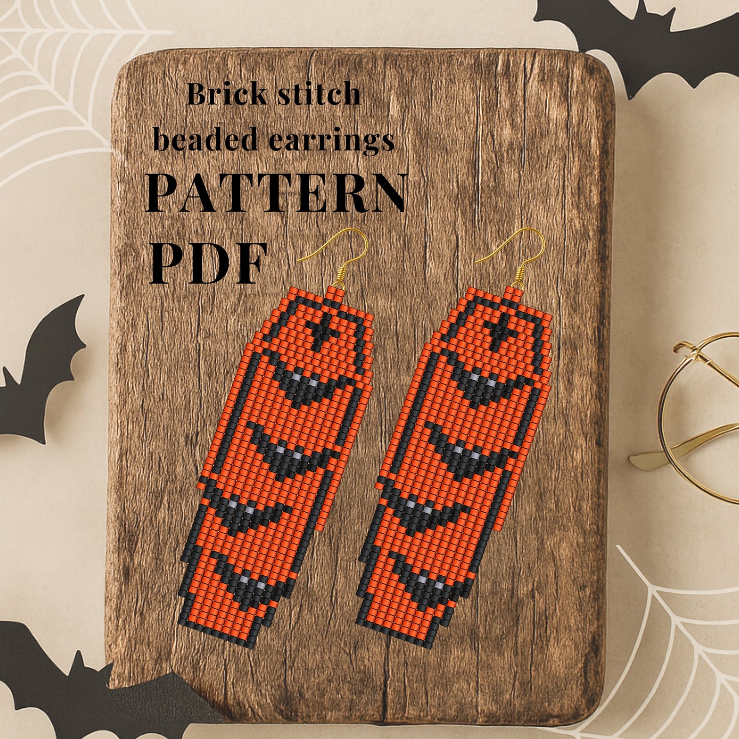 Halloween Brick stitch beaded earrings pattern PDF 