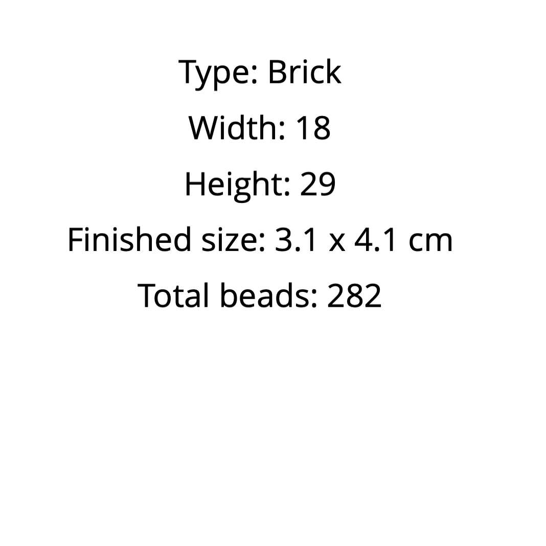 Text  bead dimensions and quantity beads for earrings pattern
