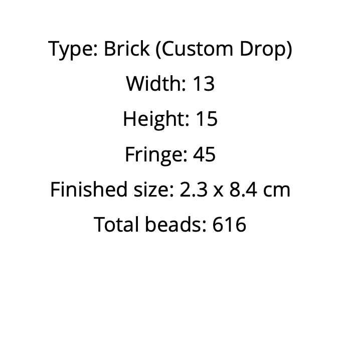 Text detailing brick pattern dimensions of the earrings pattern and bead count 