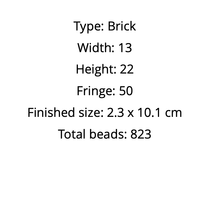 Text detailing brick stitch earrings  pattern dimensions and bead count