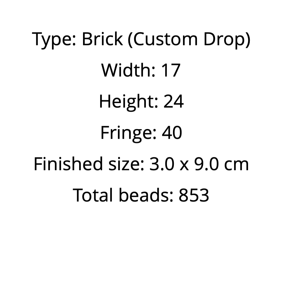 Text detailing the dimensions and specifications of earrings pattern
