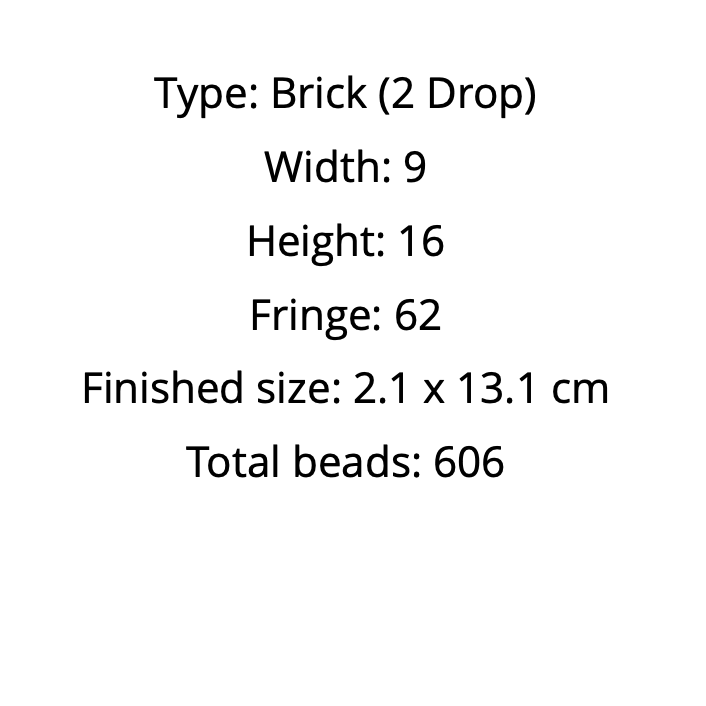 Text detailing beadwork specifications 