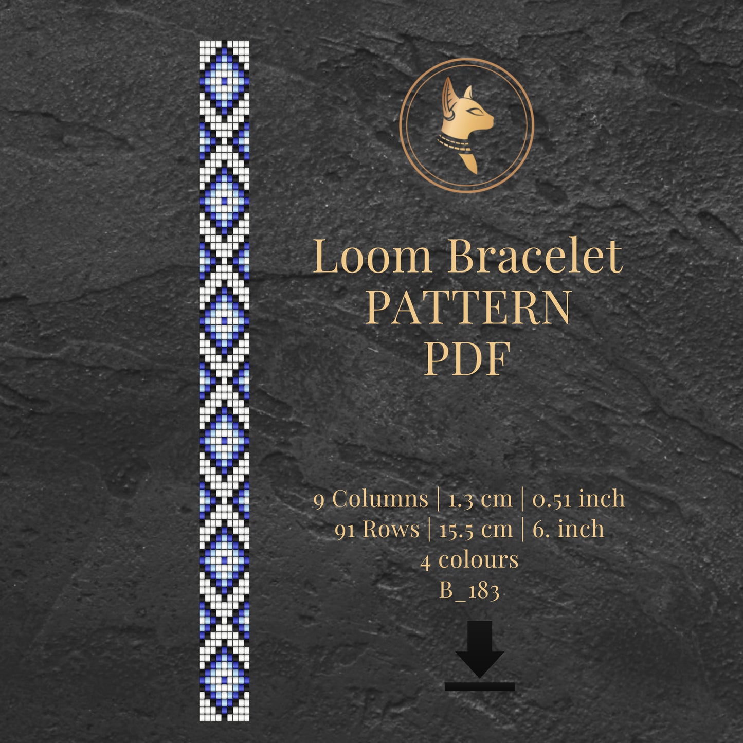 Evil Eye Protection Bracelet Pattern PDF on a dark background