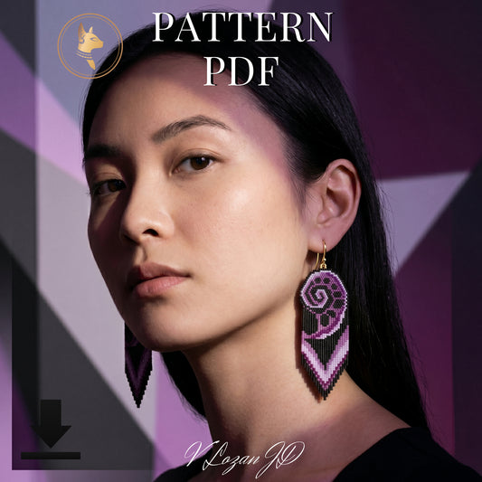 Brick stitch earrings pattern PDF Fibonacci beadwork art inspired
