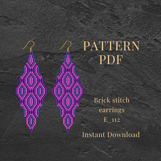 Brick stitch earrings fuchsia pattern pdf