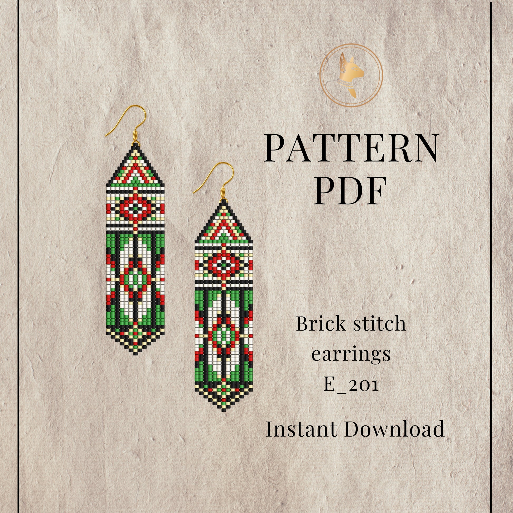 Geometric Brick stitch earrings pattern PDF