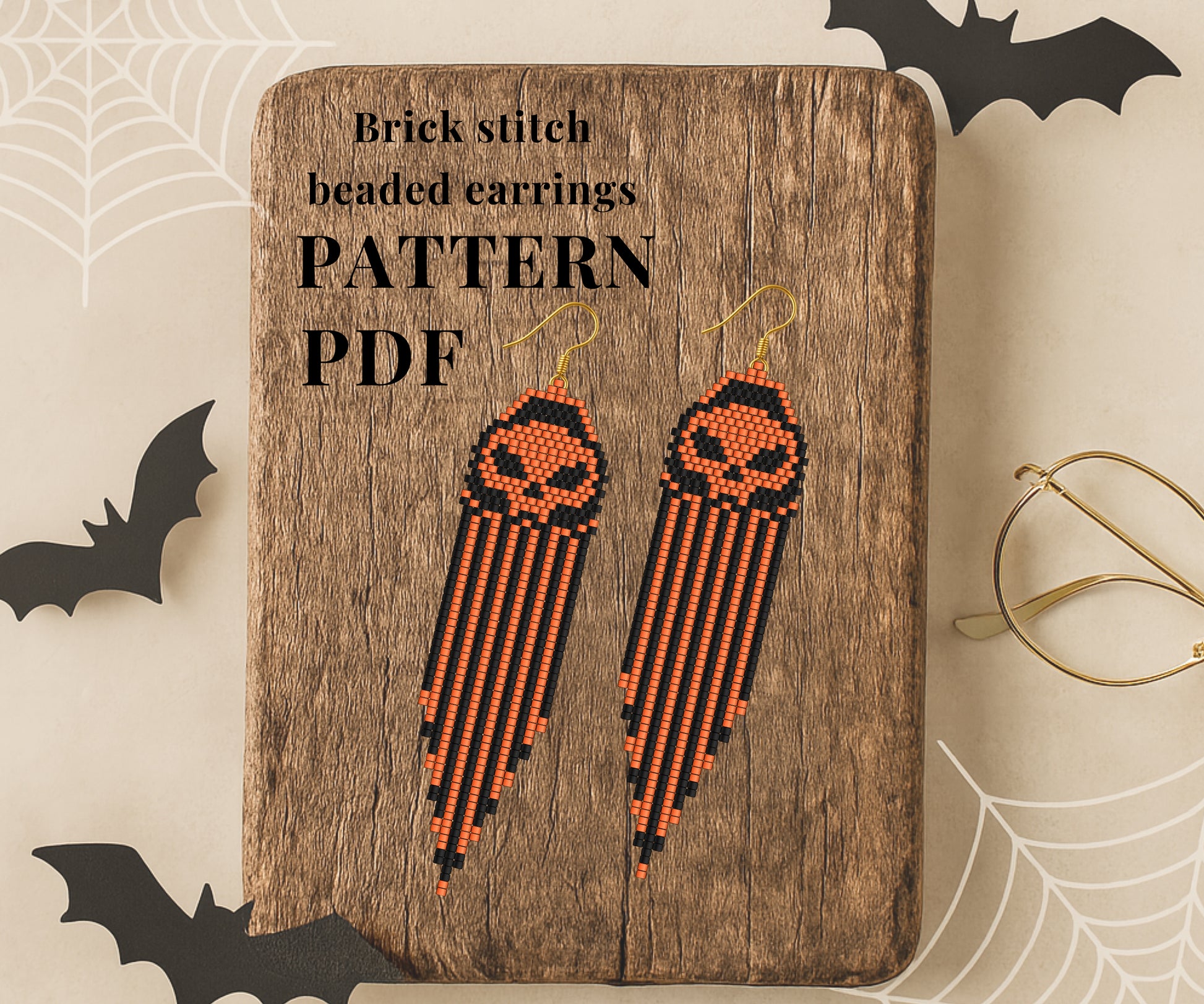 Brick stitch beaded earrings pattern PDF 
