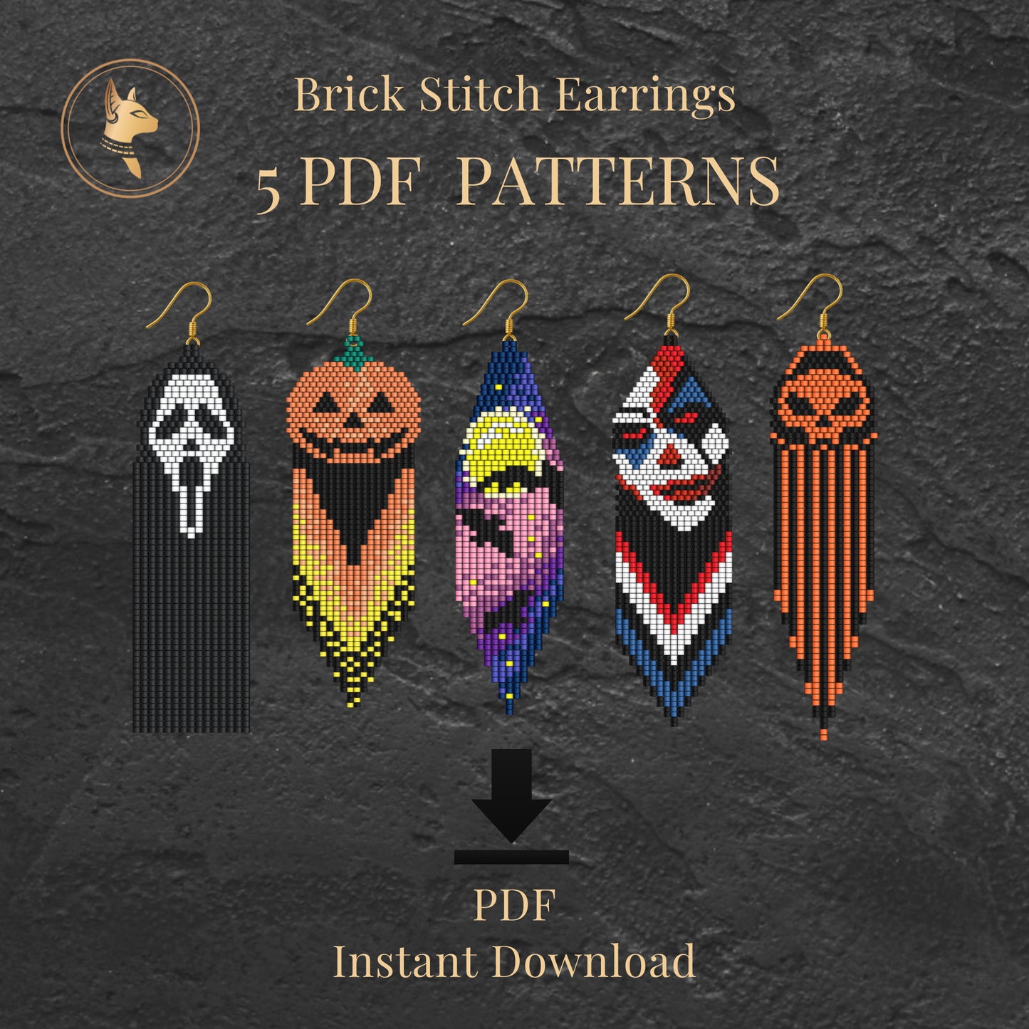Halloween Brick stitch earrings pattern pdf