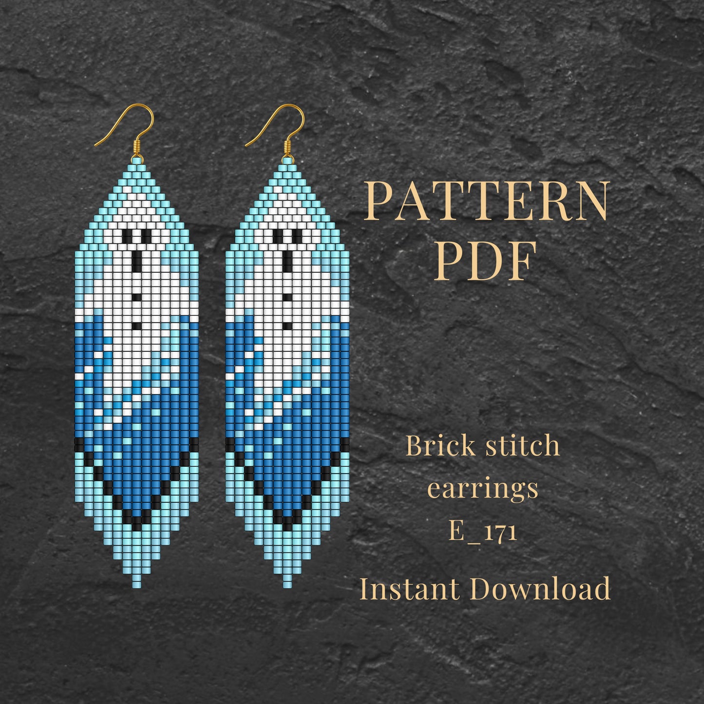 Ghost Brick stitch earrings pattern PDF