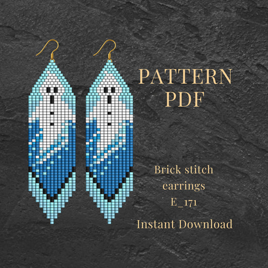 Ghost Brick stitch earrings pattern PDF
