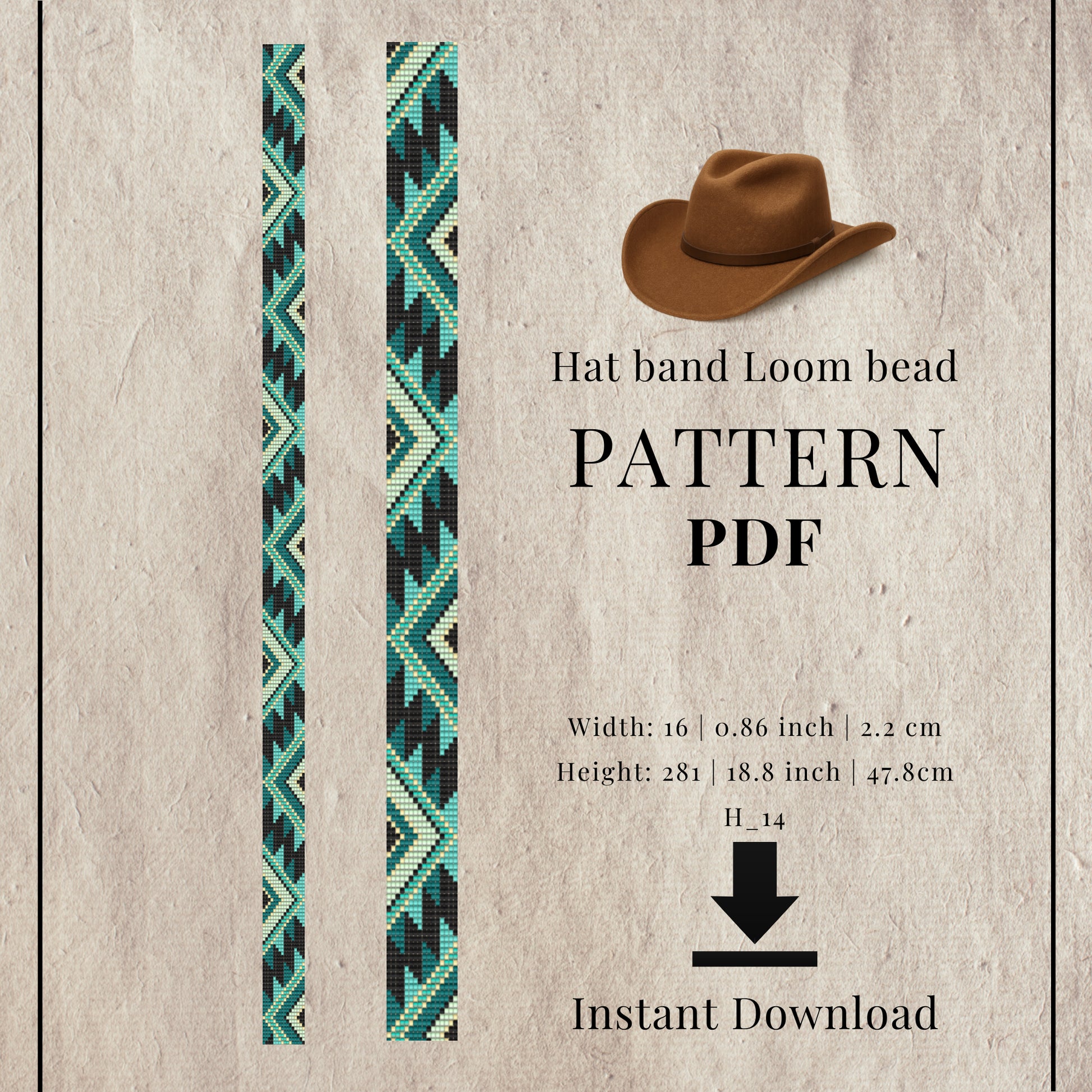 Hat band loom bead pattern PDF