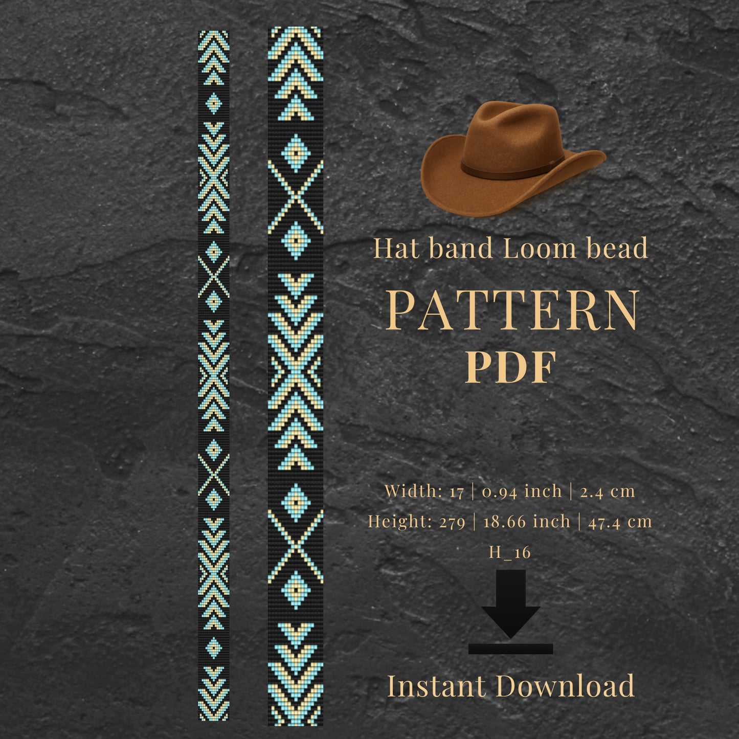 Hat band loom bead pattern PDF 