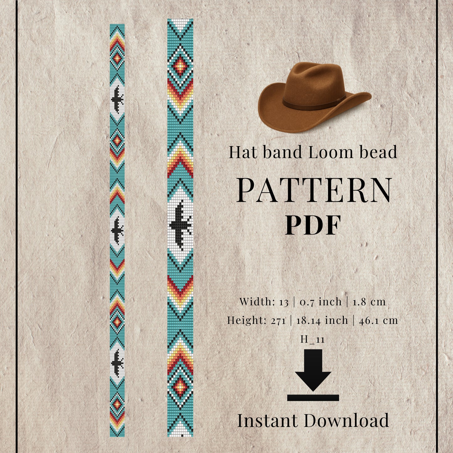 Hat band loom bead pattern PDF 