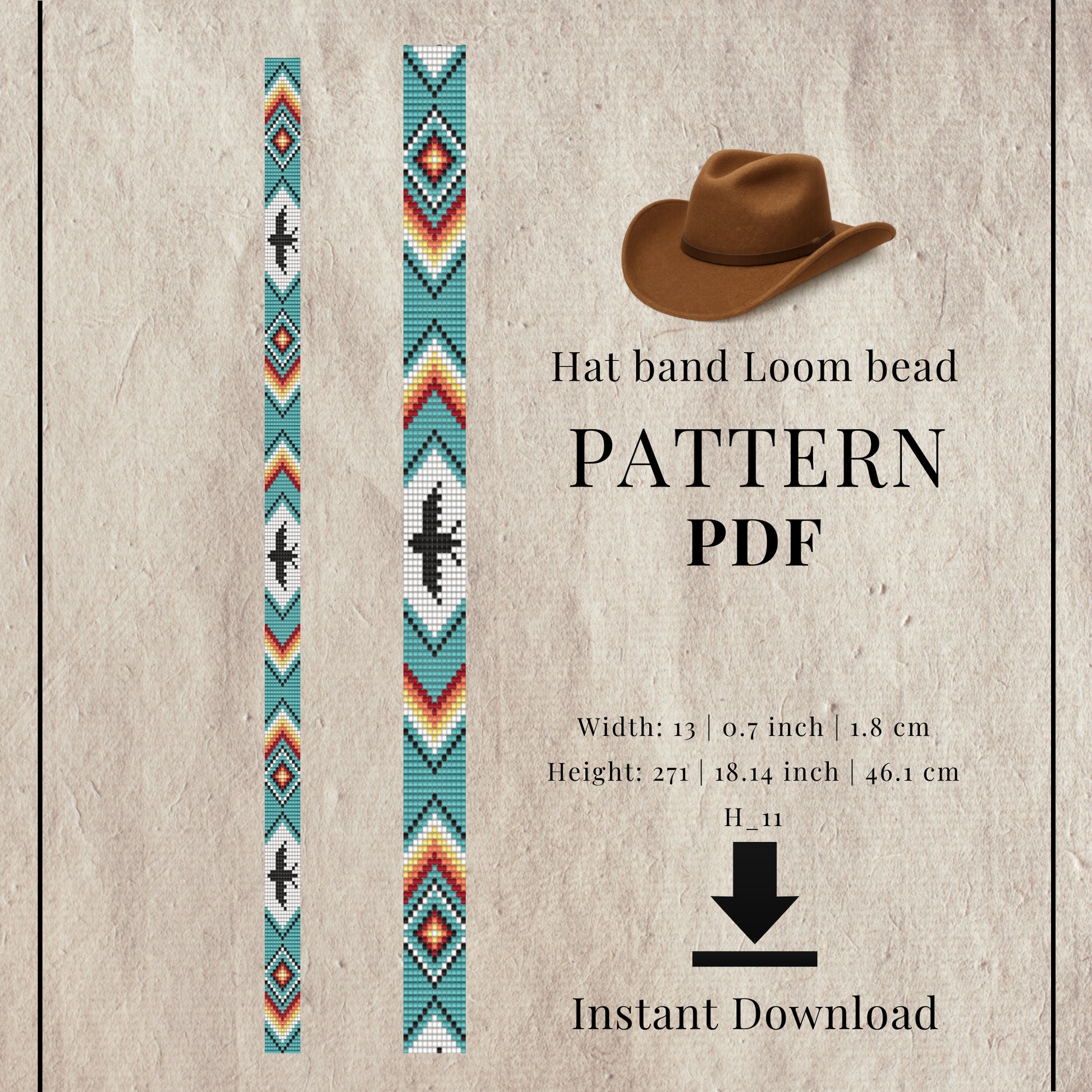 Hat band loom bead pattern PDF 
