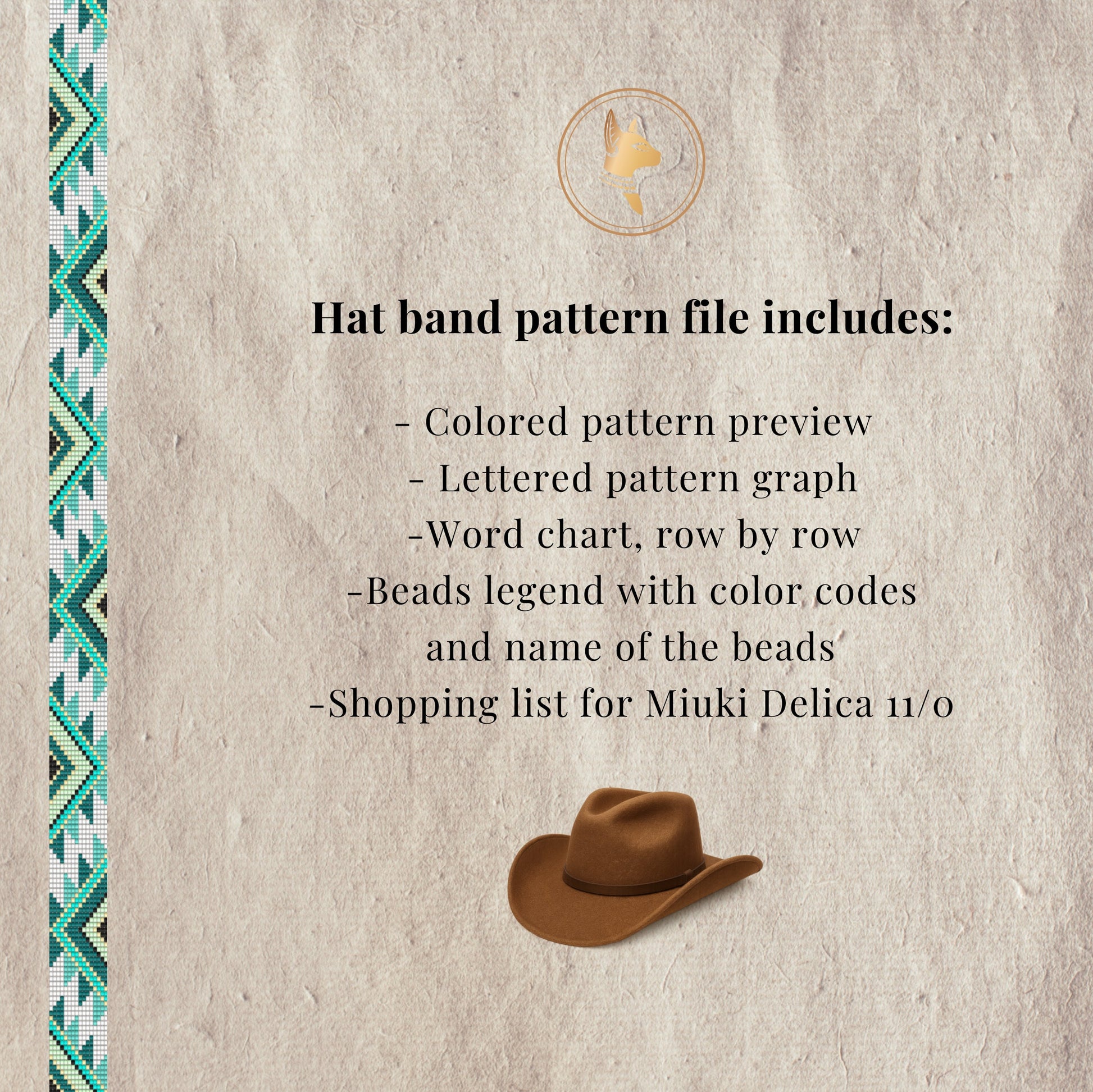 Text about a hat band pattern file includes