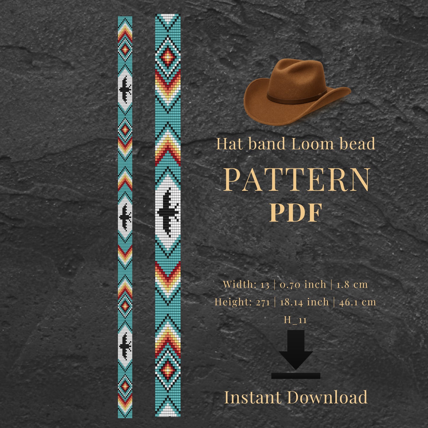 Hat band loom bead pattern PDF 