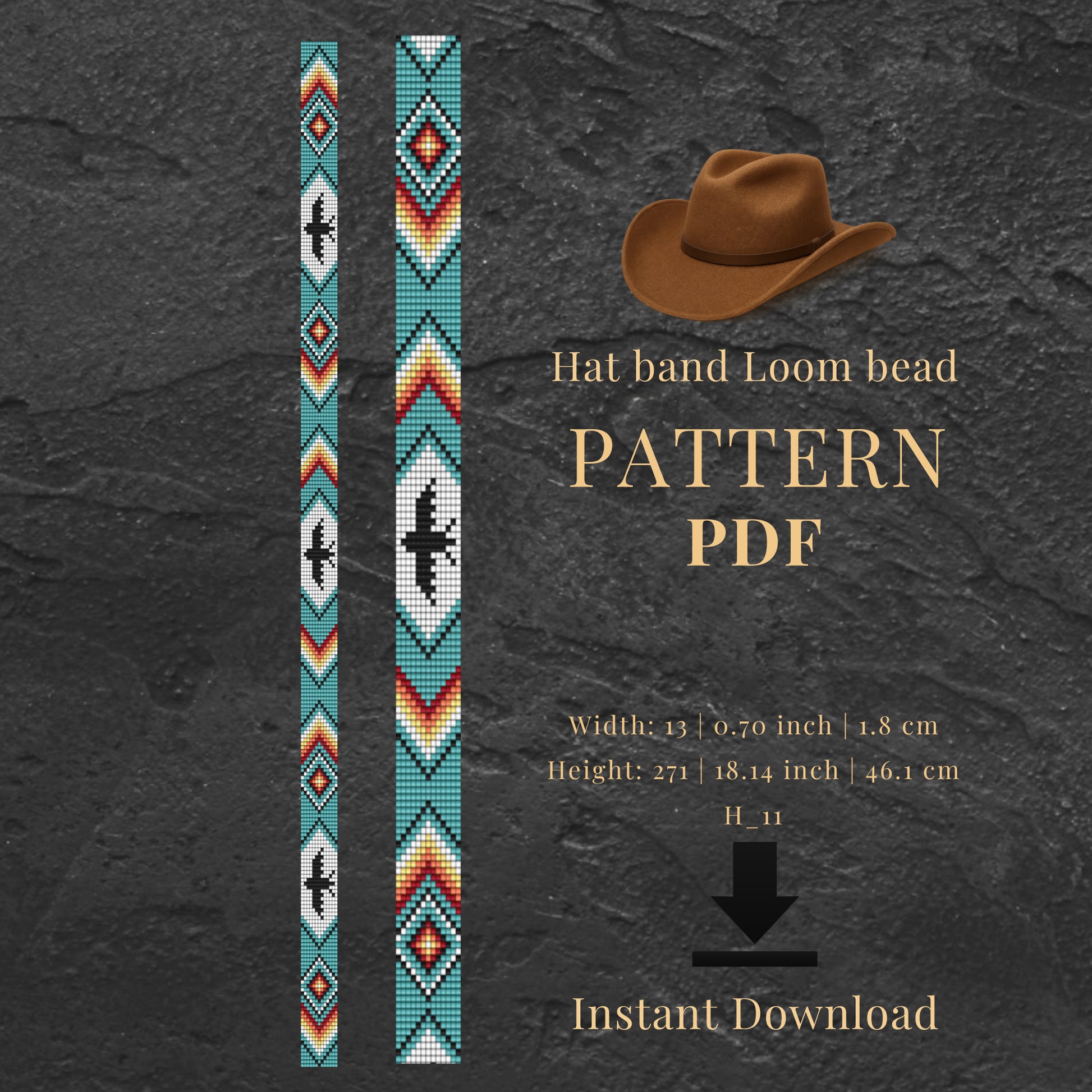 Hat band loom bead pattern PDF 