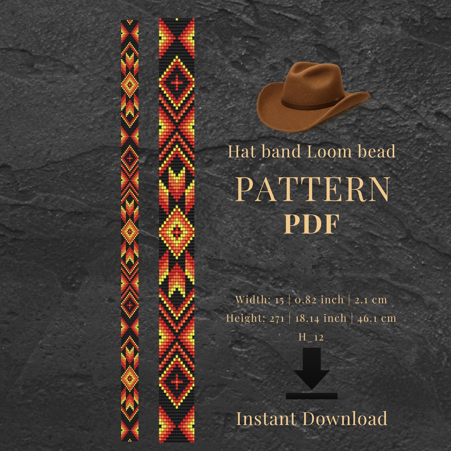 Hat band loom bead pattern PDF