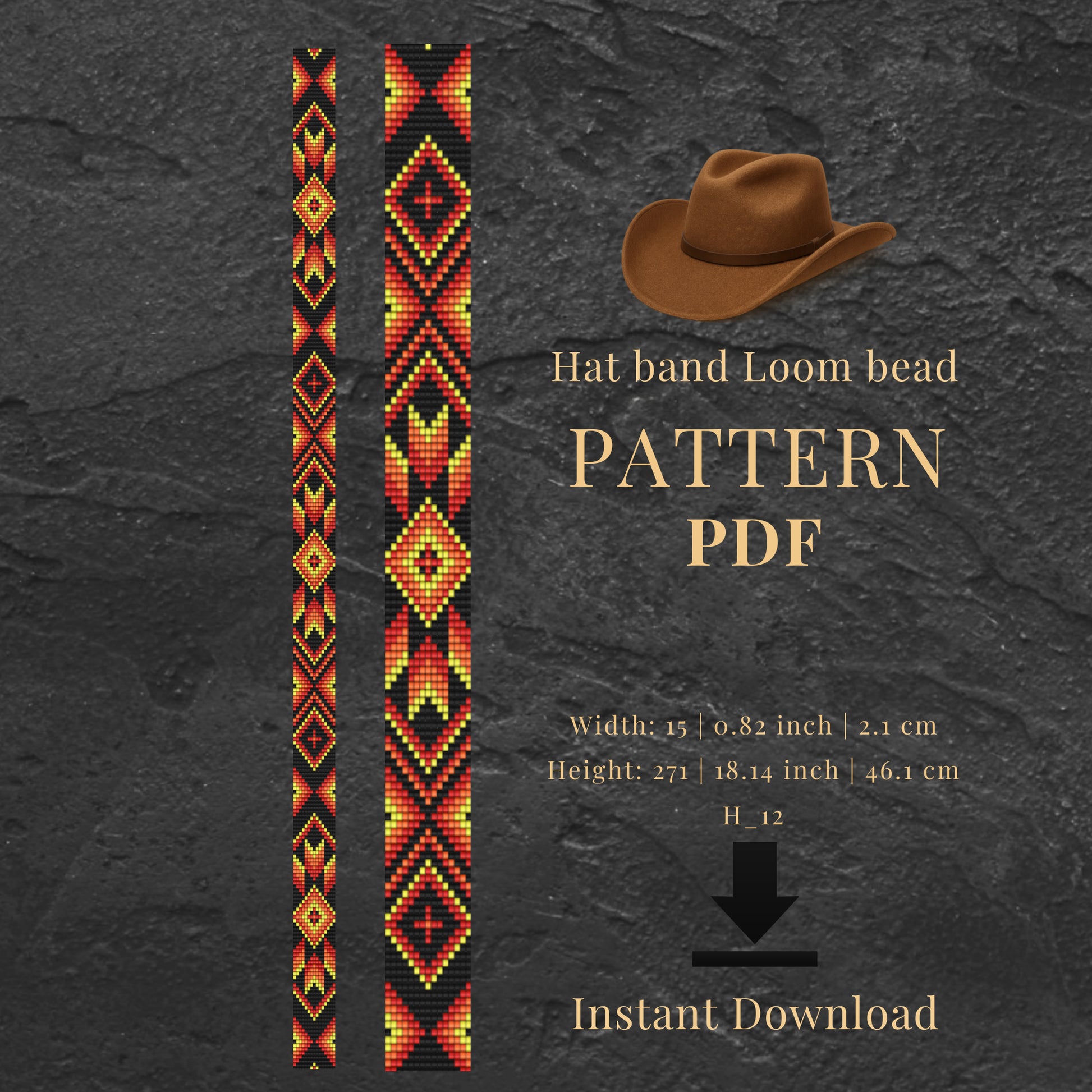 Hat band loom bead pattern PDF