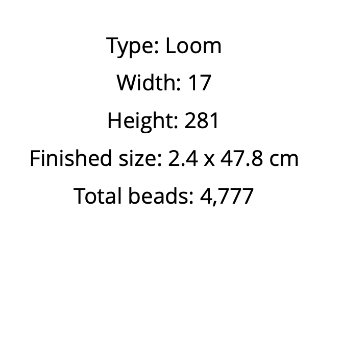 size specifications of a loom bead hat band pattern