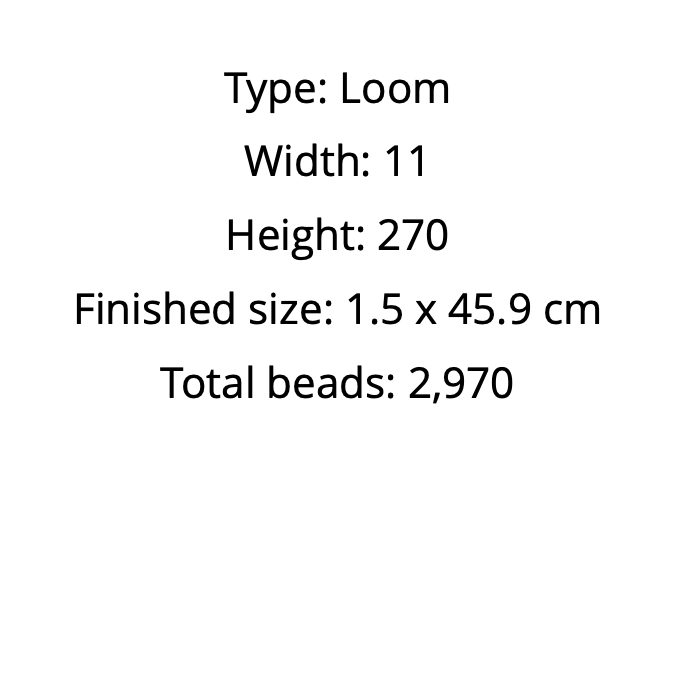 size of the bead loom hat band pattern