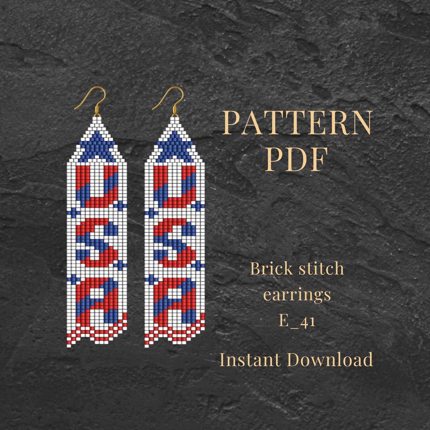 Brick stitch earringspattern  with American flag design