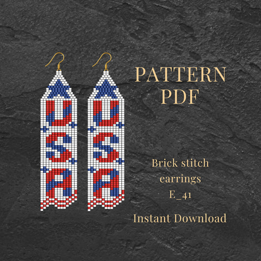Brick stitch earringspattern  with American flag design